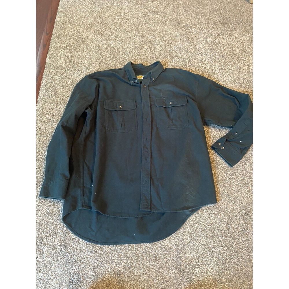 Cabela's Chamois‎ Deerskin Flannel Shirt Men's XL Lumberjacket Bear Green